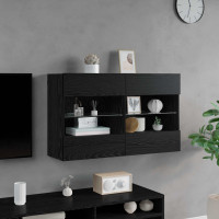 Produktbild för TV Vägghylla Svart Ek 98,5 x 30 x 60,5 cm Konstruerat trä