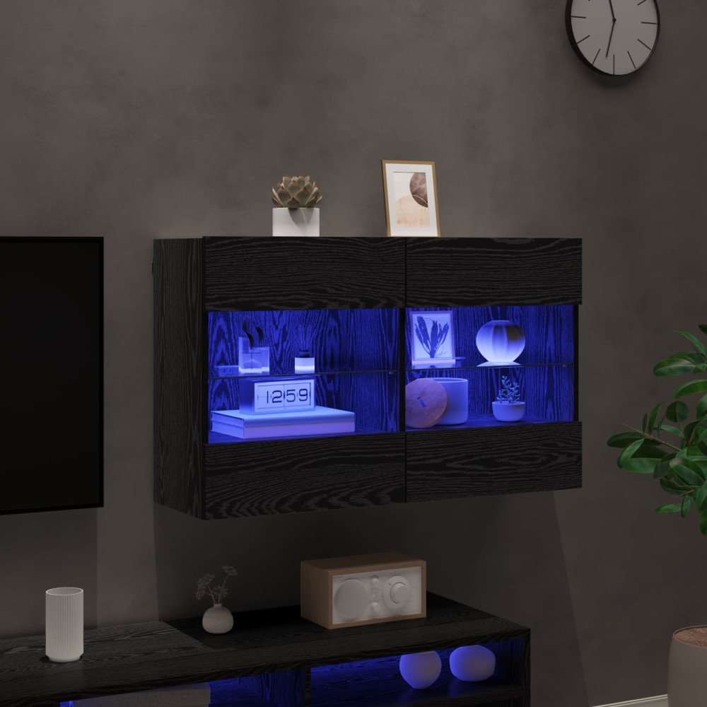 Produktbild för TV Vägghylla Svart Ek 98,5 x 30 x 60,5 cm Konstruerat trä