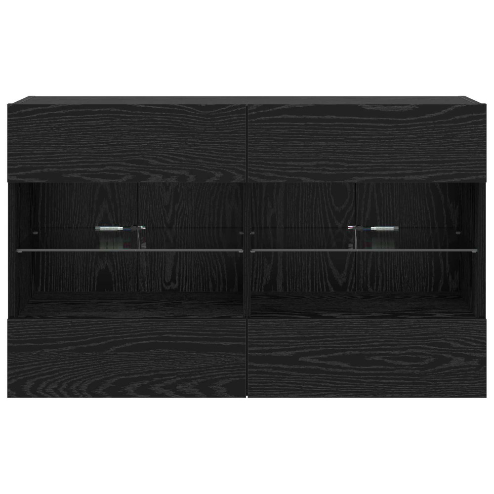 Produktbild för TV Vägghylla Svart Ek 98,5 x 30 x 60,5 cm Konstruerat trä