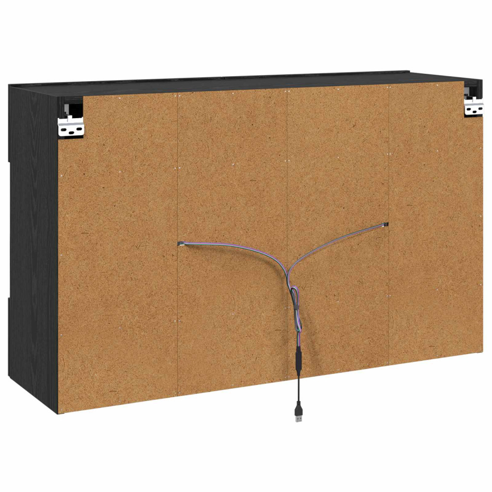 Produktbild för TV Vägghylla Svart Ek 98,5 x 30 x 60,5 cm Konstruerat trä