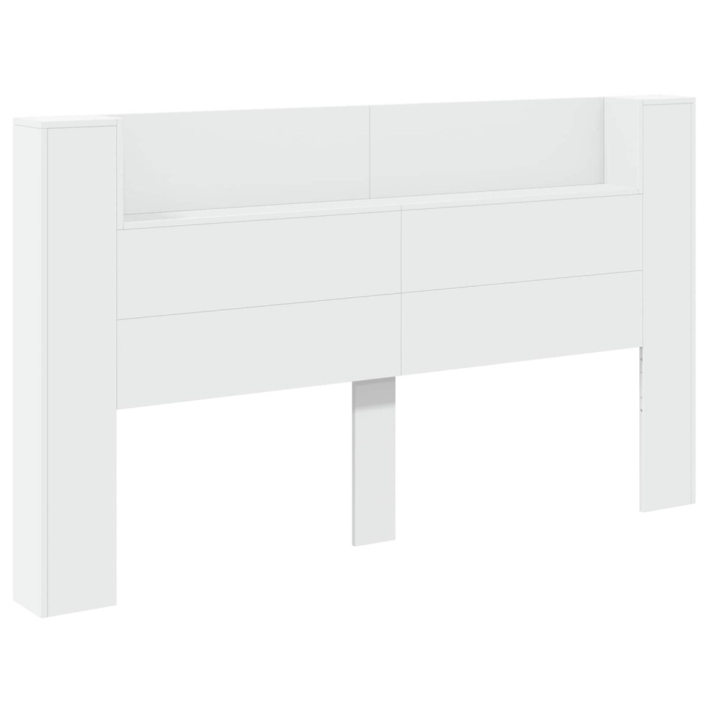 Produktbild för Huvudgavelsskåp med LED med hylla Vit 180 x 16,5 x 103,5 cm
