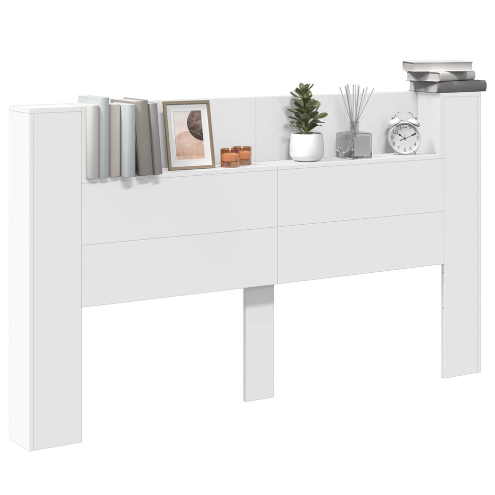 Produktbild för Huvudgavelsskåp med LED med hylla Vit 180 x 16,5 x 103,5 cm