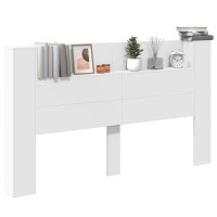 Produktbild för Huvudgavelsskåp med LED med hylla Vit 180 x 16,5 x 103,5 cm