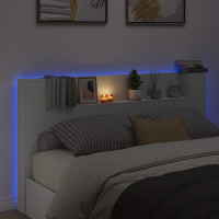 Produktbild för Huvudgavelsskåp med LED med hylla Vit 180 x 16,5 x 103,5 cm