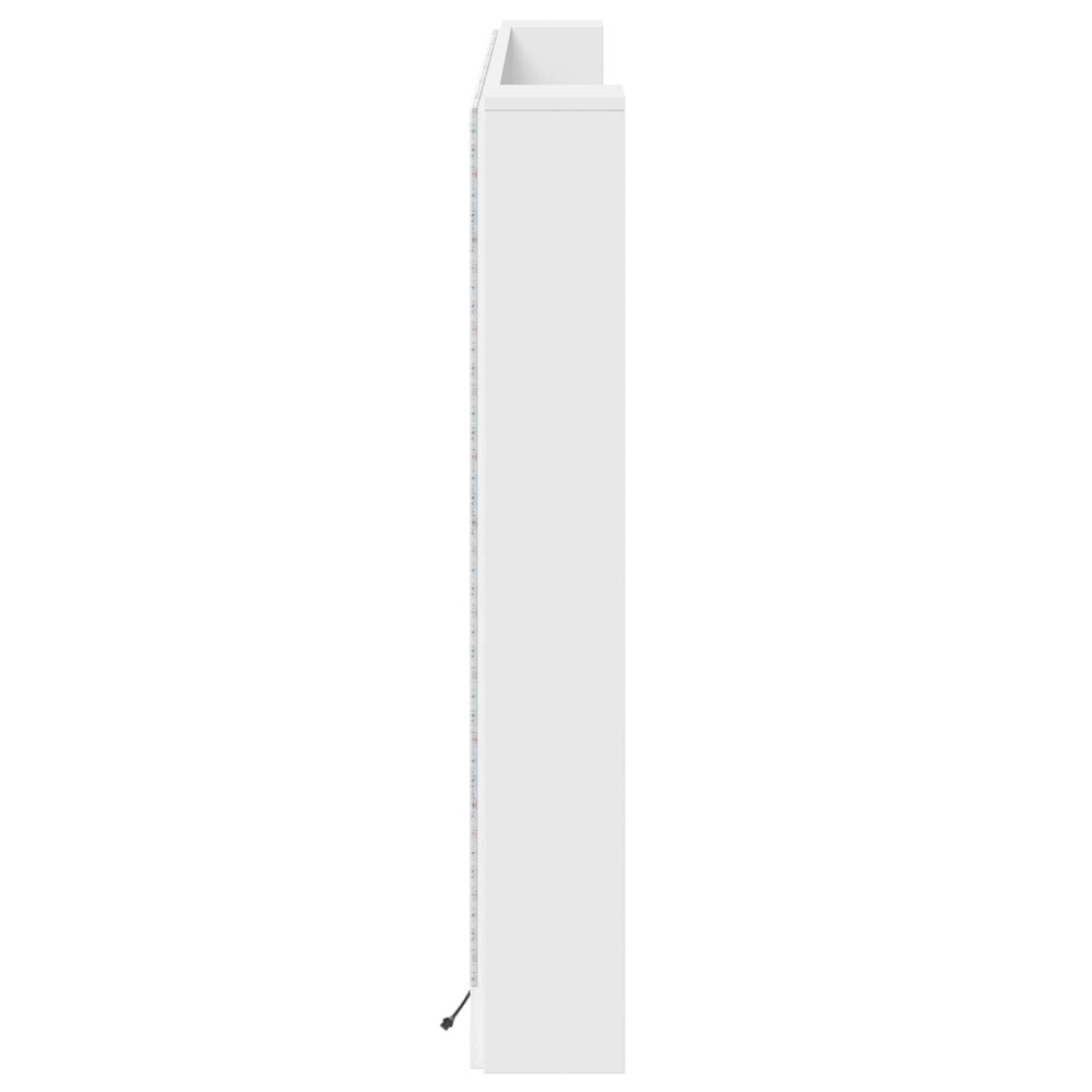 Produktbild för Huvudgavelsskåp med LED med hylla Vit 180 x 16,5 x 103,5 cm