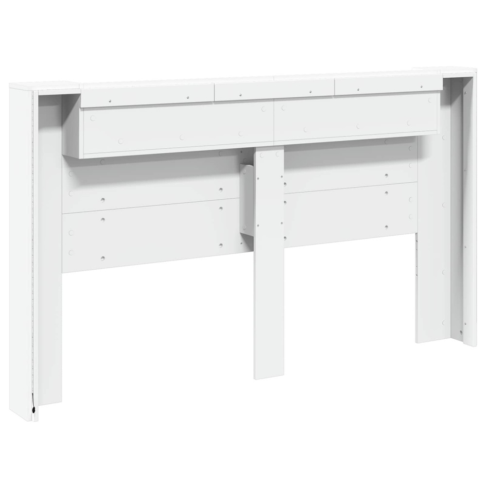 Produktbild för Huvudgavelsskåp med LED med hylla Vit 180 x 16,5 x 103,5 cm