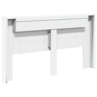 Produktbild för Huvudgavelsskåp med LED med hylla Vit 180 x 16,5 x 103,5 cm