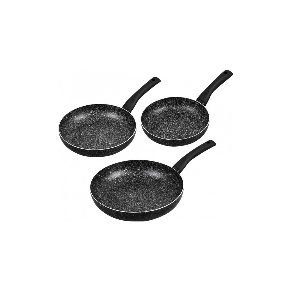 Produktbild för King Hoff aluminiumspannor, 3-pack, svart marmor, 20/24/28 c...