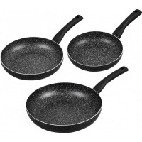 Produktbild för King Hoff aluminiumspannor, 3-pack, svart marmor, 20/24/28 c...