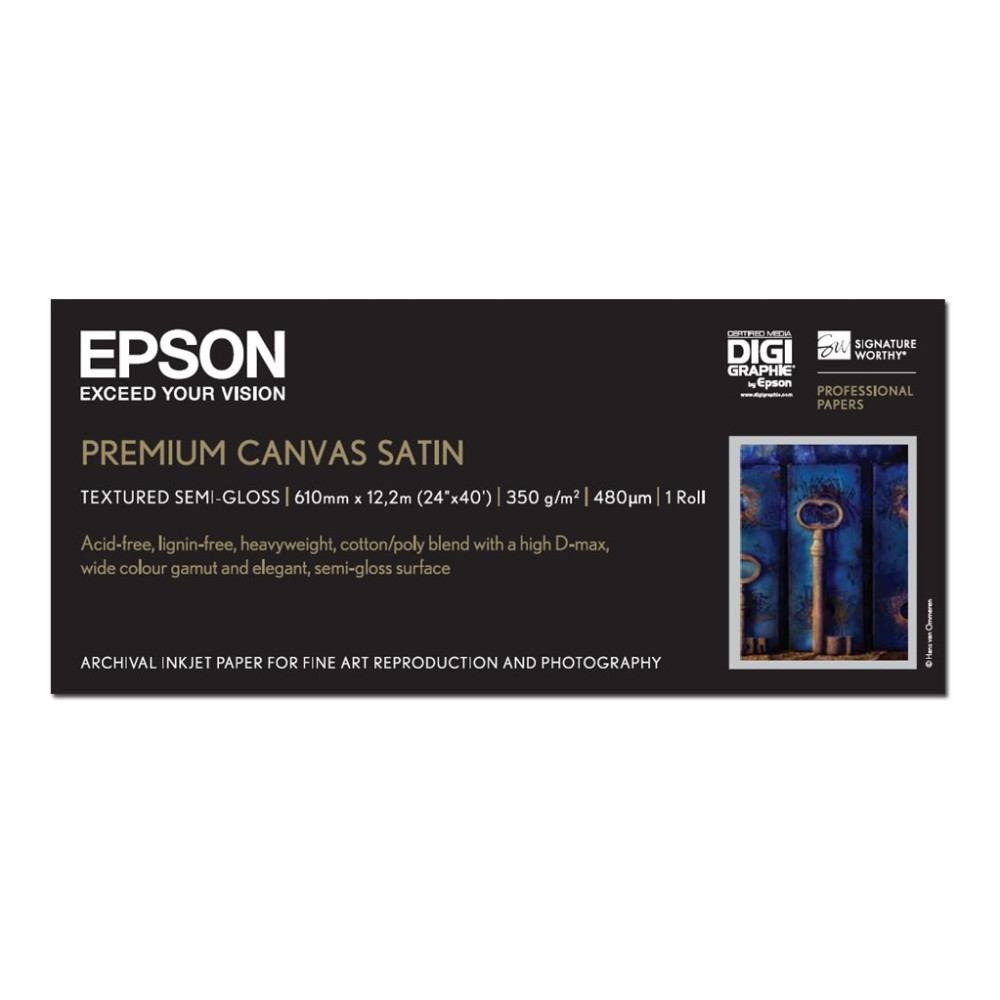 Produktbild för Epson PremierArt Water Resistant Canvas - kanvaspapper - blank - 1 rulle (rullar) - Rulle A1 (61,0 cm x 12,2 m) - 350 g/m²