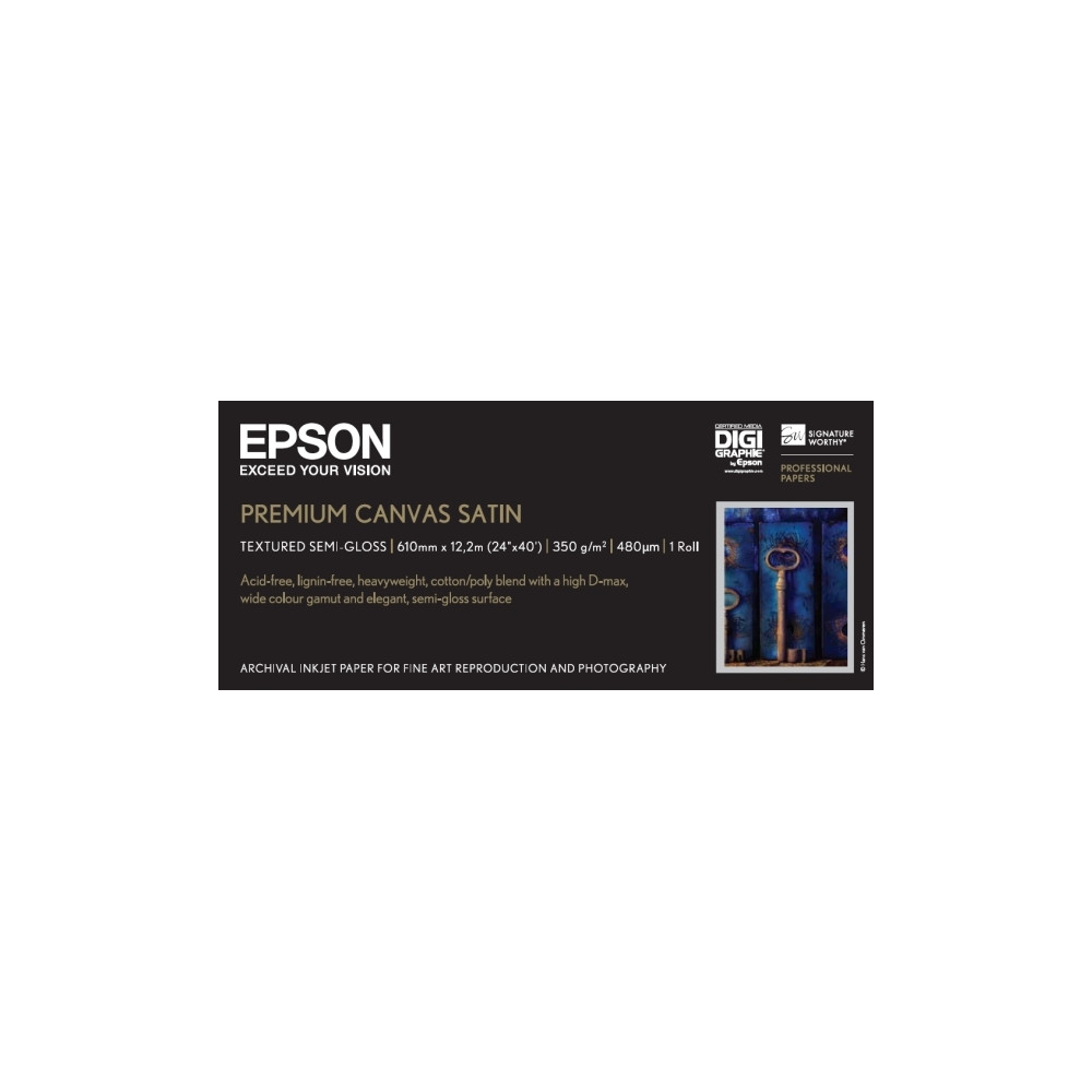 Produktbild för Epson PremierArt Water Resistant Canvas - kanvaspapper - blank - 1 rulle (rullar) - Rulle A1 (61,0 cm x 12,2 m) - 350 g/m²