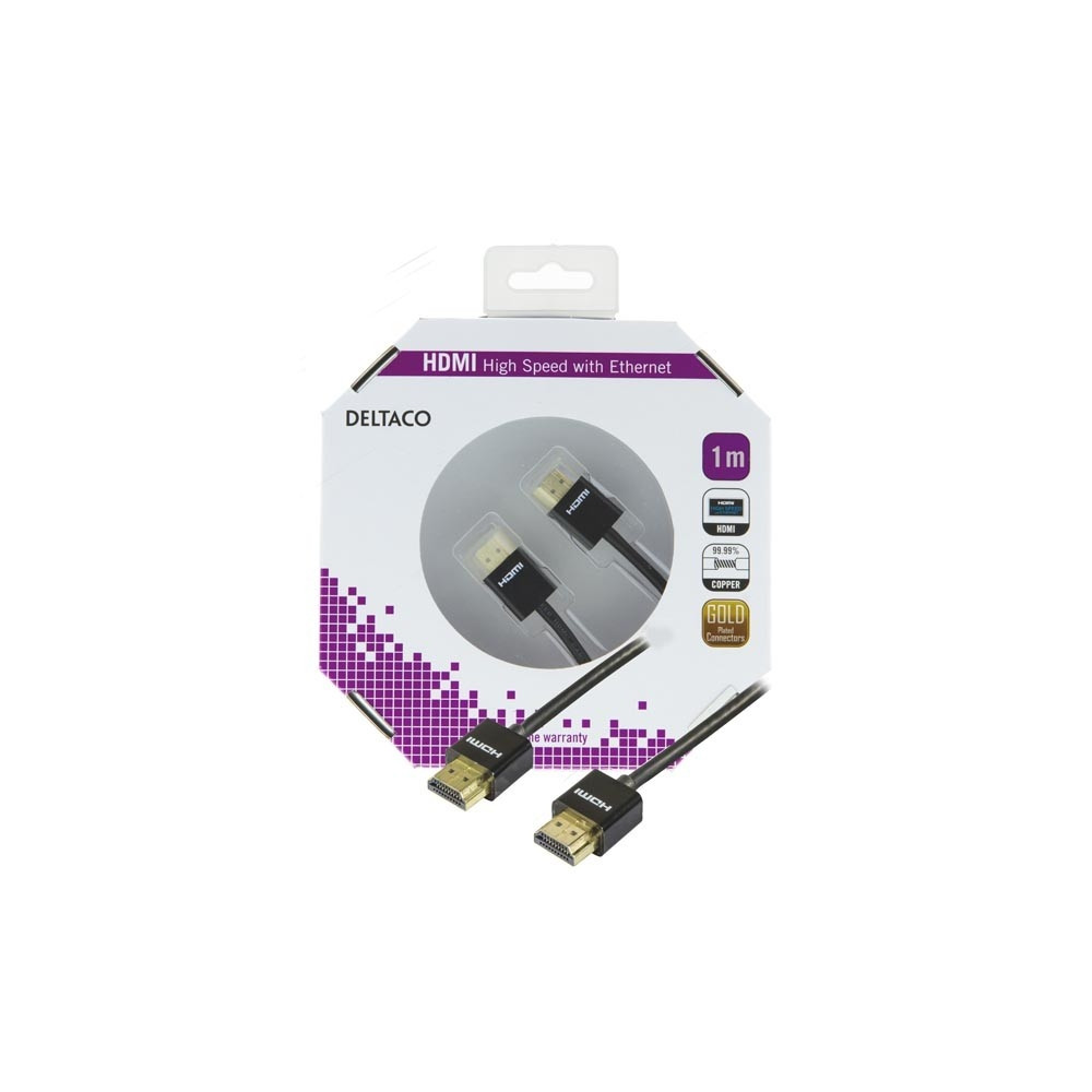 Produktbild för DELTACO HDMI-kabel med Ethernet - 1 m