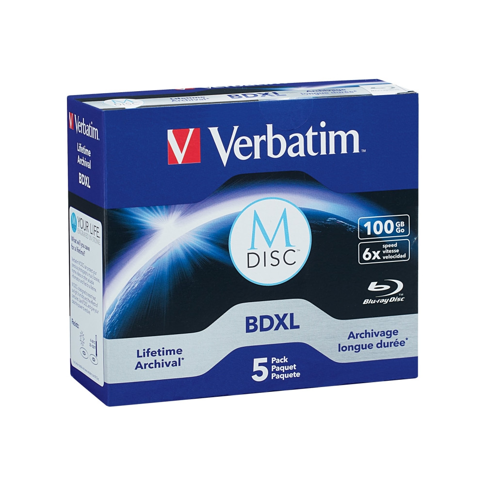 Produktbild för Verbatim M-Disc - M-DISC BDXL x 5 - 100 GB - lagringsmedier