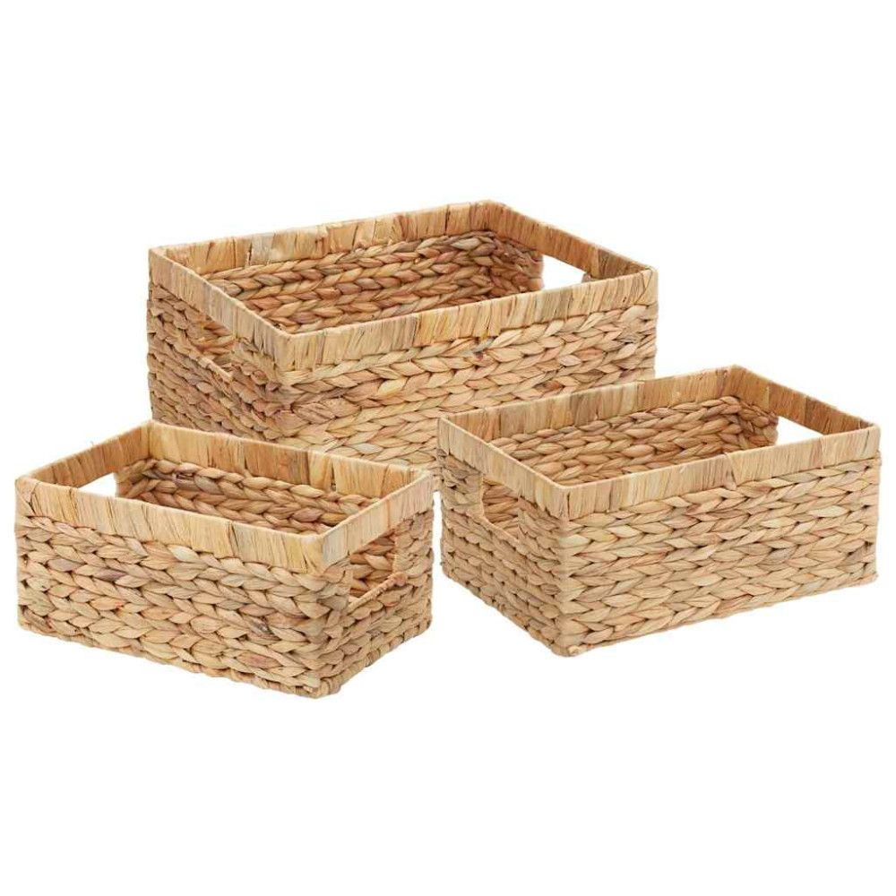Produktbild för Förvaringskorgar 3 st Vattenhyacint 40 x 30 x 18 cm Naturfärg