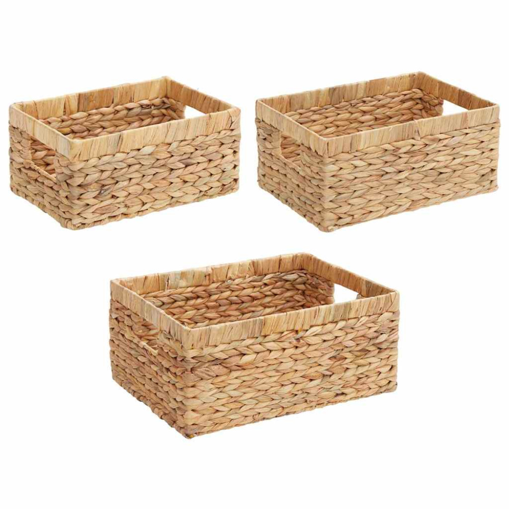 Produktbild för Förvaringskorgar 3 st Vattenhyacint 40 x 30 x 18 cm Naturfärg