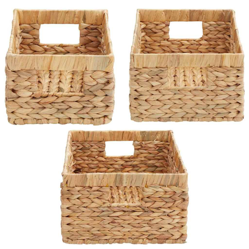 Produktbild för Förvaringskorgar 3 st Vattenhyacint 40 x 30 x 18 cm Naturfärg