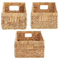 Produktbild för Förvaringskorgar 3 st Vattenhyacint 40 x 30 x 18 cm Naturfärg