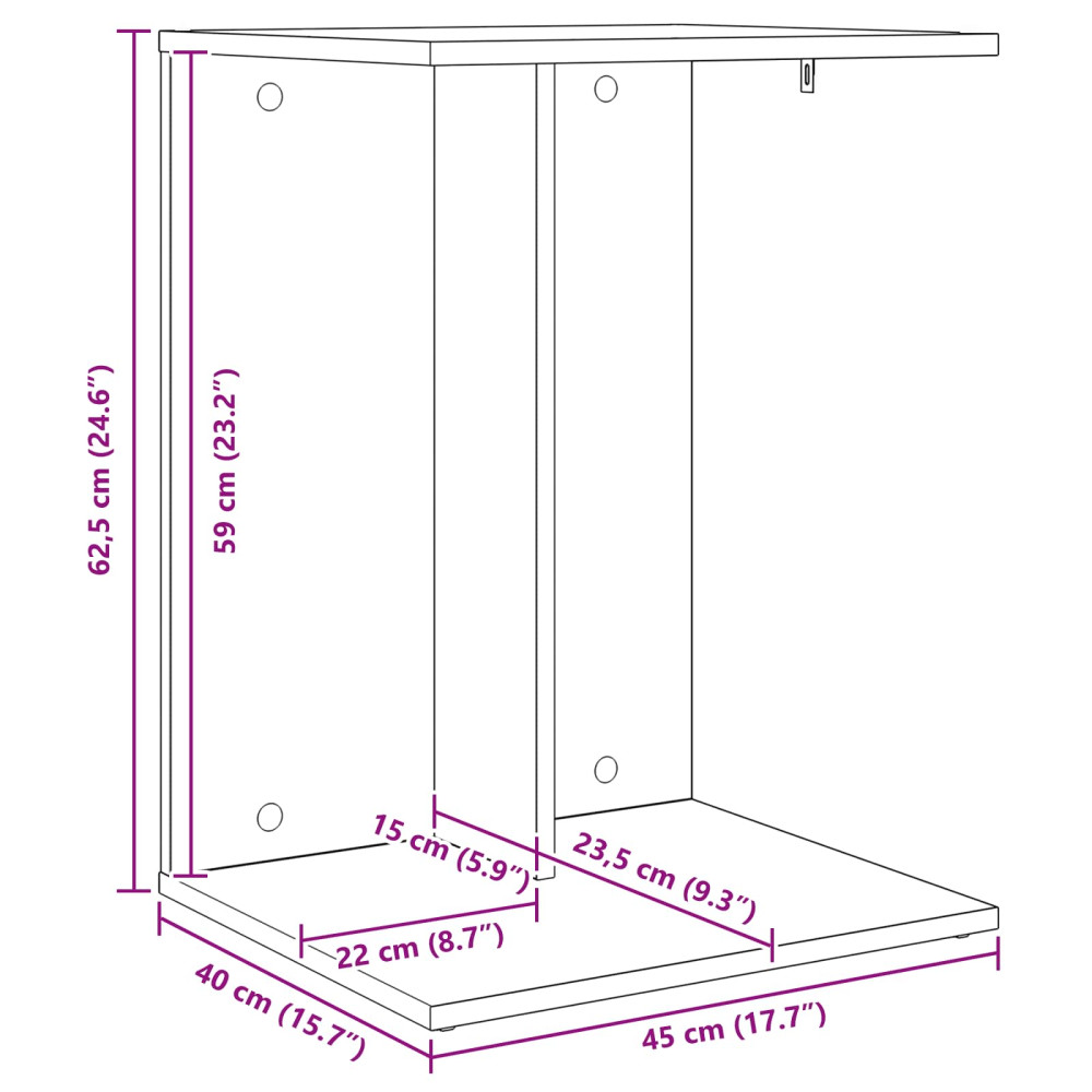 Produktbild för Sidobord Betonggrå 45 x 40 x 62,5 cm Konstruerat trä