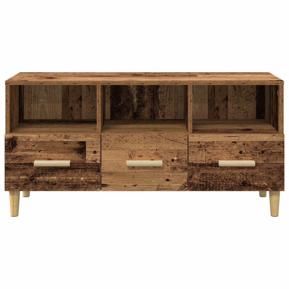 Produktbild för TV-skåp med låda Gammalt trä 102 x 36 x 50 cm Konstruerat trä