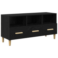 Produktbild för TV-skåp med låda Svart Ek 102 x 36 x 50 cm Konstruerat trä