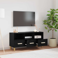Produktbild för TV-skåp med låda Svart Ek 102 x 36 x 50 cm Konstruerat trä