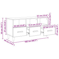 Produktbild för TV-skåp med låda Svart Ek 102 x 36 x 50 cm Konstruerat trä