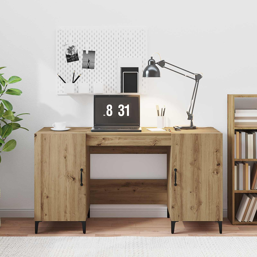 Produktbild för Skrivbord med dörr Artisan Ek 140 x 50 x 75 cm Konstruerat trä