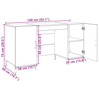 Produktbild för Skrivbord med dörr Artisan Ek 140 x 50 x 75 cm Konstruerat trä