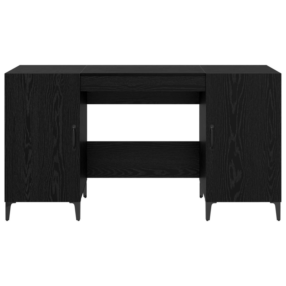 Produktbild för Skrivbord med lagring Svart Ek 140 x 50 x 75 cm Konstruerat trä
