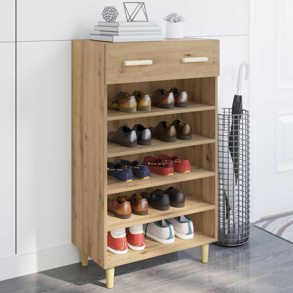 Produktbild för Skoskåp med låda Artisan Ek 60 x 35 x 105 cm Konstruerat trä