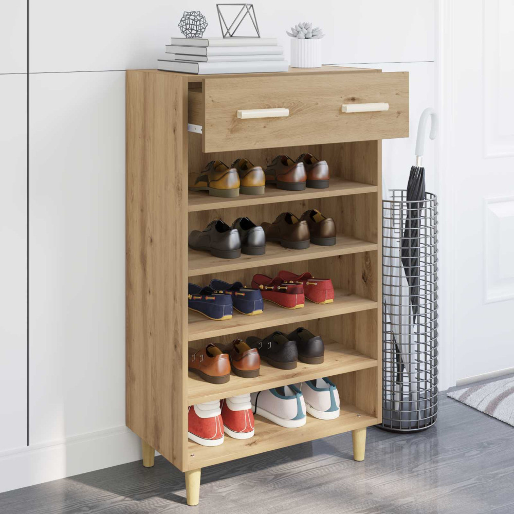 Produktbild för Skoskåp med låda Artisan Ek 60 x 35 x 105 cm Konstruerat trä