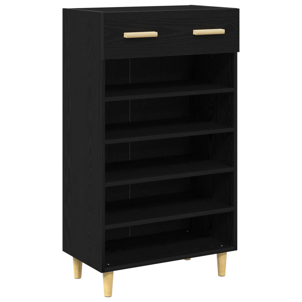 Produktbild för Skoskåp med låda Svart Ek 60 x 35 x 105 cm Konstruerat trä