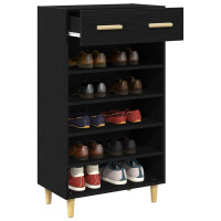 Produktbild för Skoskåp med låda Svart Ek 60 x 35 x 105 cm Konstruerat trä