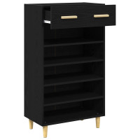 Produktbild för Skoskåp med låda Svart Ek 60 x 35 x 105 cm Konstruerat trä