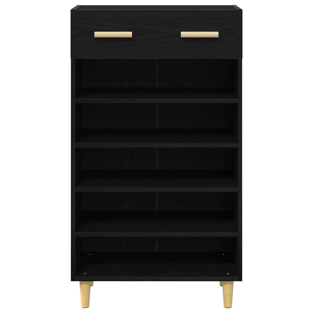 Produktbild för Skoskåp med låda Svart Ek 60 x 35 x 105 cm Konstruerat trä
