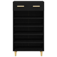 Produktbild för Skoskåp med låda Svart Ek 60 x 35 x 105 cm Konstruerat trä