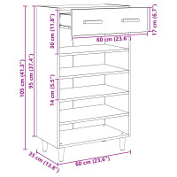 Produktbild för Skoskåp med låda Svart Ek 60 x 35 x 105 cm Konstruerat trä
