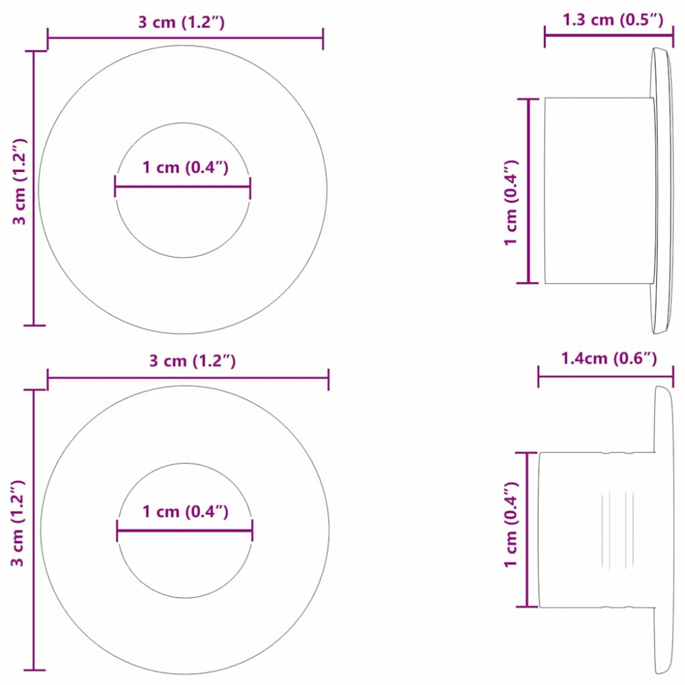 Produktbild för Foosball Bord Stoppare 10 pcs Svart 3 x 3 x 1,4 cm HIPS
