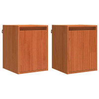 Produktbild för Väggskåp Väggmonterad 2 pcs Vaxbrun 30 x 30 x 40 cm Massiv furu