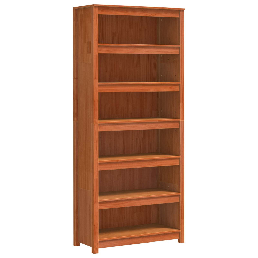Produktbild för Bokskåp Vaxbrun 80 x 35 x 183 cm Massiv furu