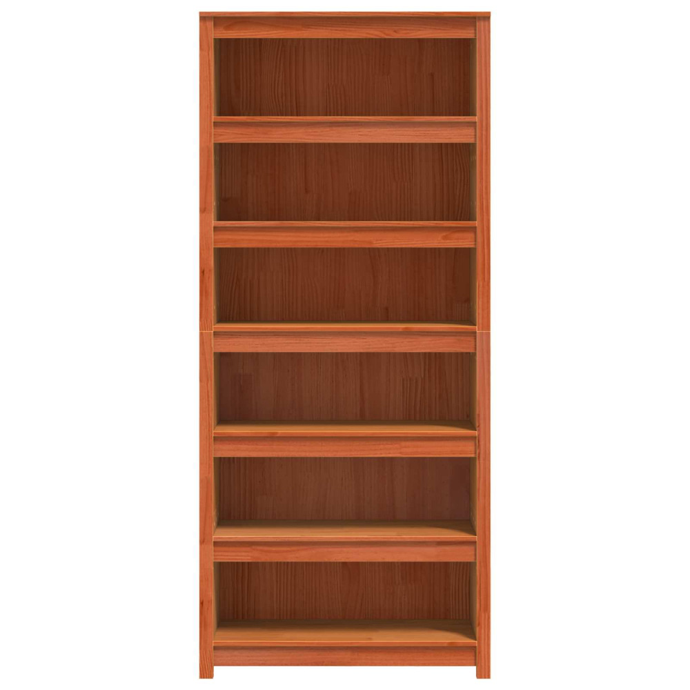 Produktbild för Bokskåp Vaxbrun 80 x 35 x 183 cm Massiv furu