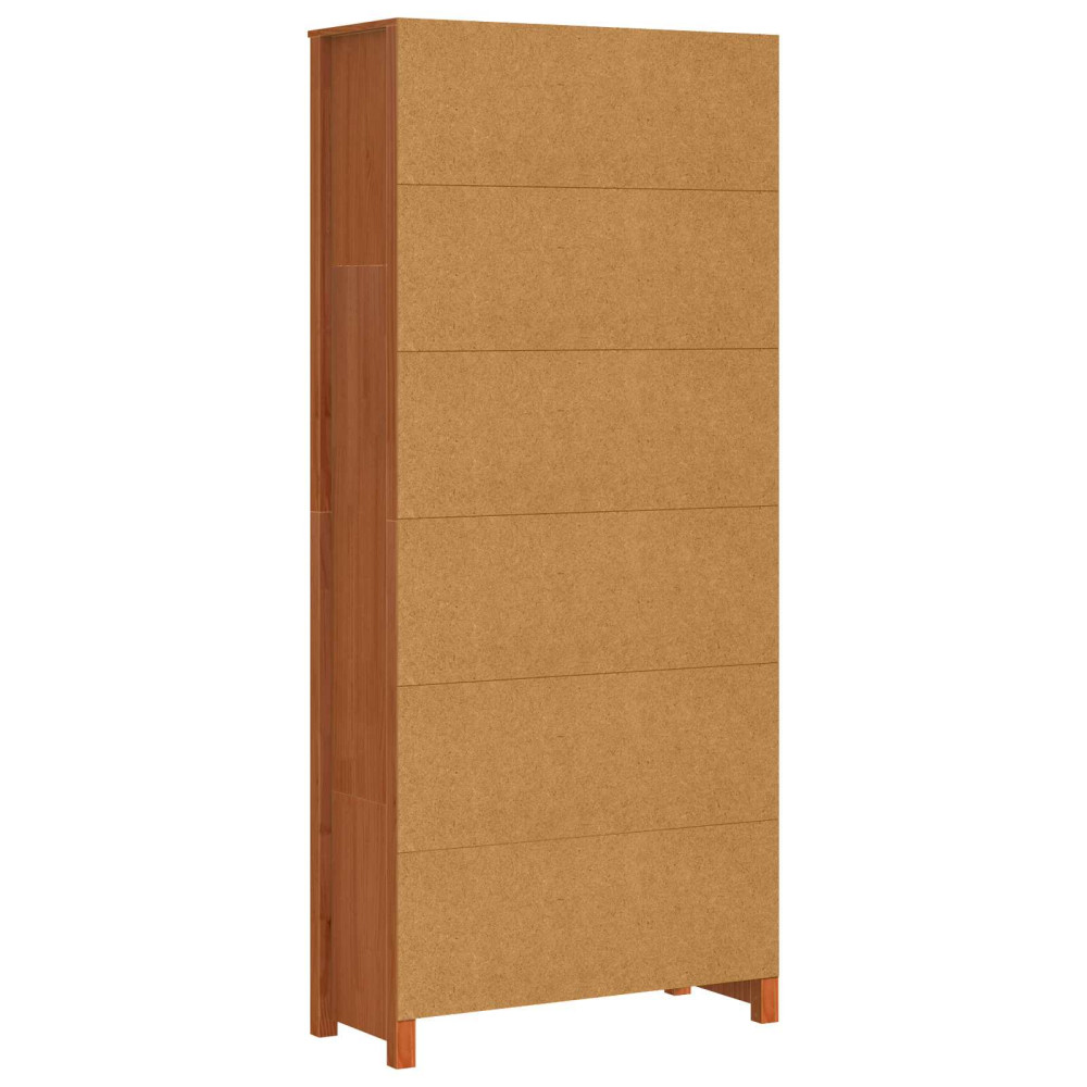 Produktbild för Bokskåp Vaxbrun 80 x 35 x 183 cm Massiv furu