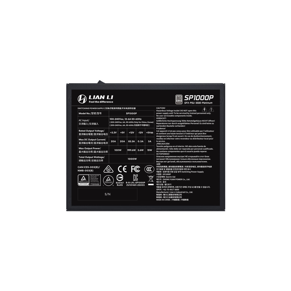 Produktbild för Lian Li SP1000P, 1000 W, 100