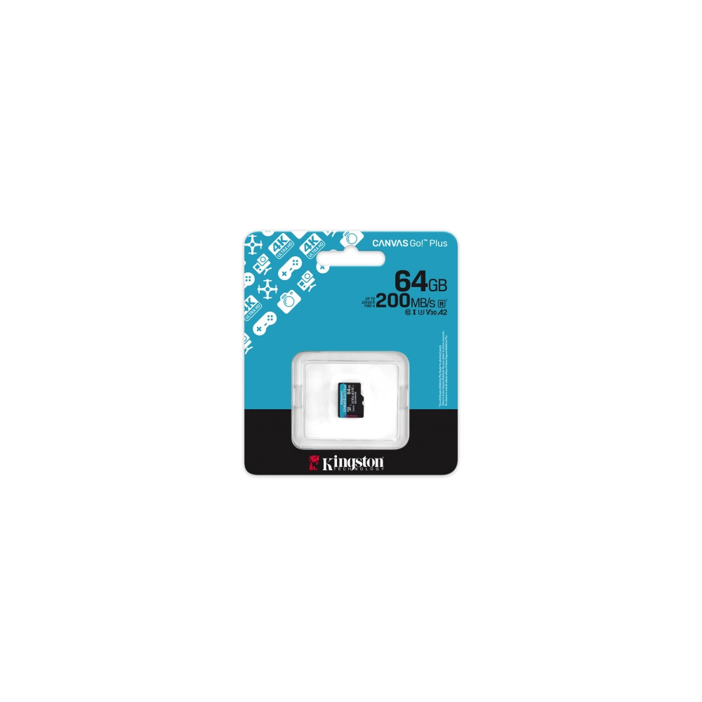 Produktbild för Kingston Canvas Go! Plus - flash-minneskort - 64 GB - mikroSDXC UHS-I