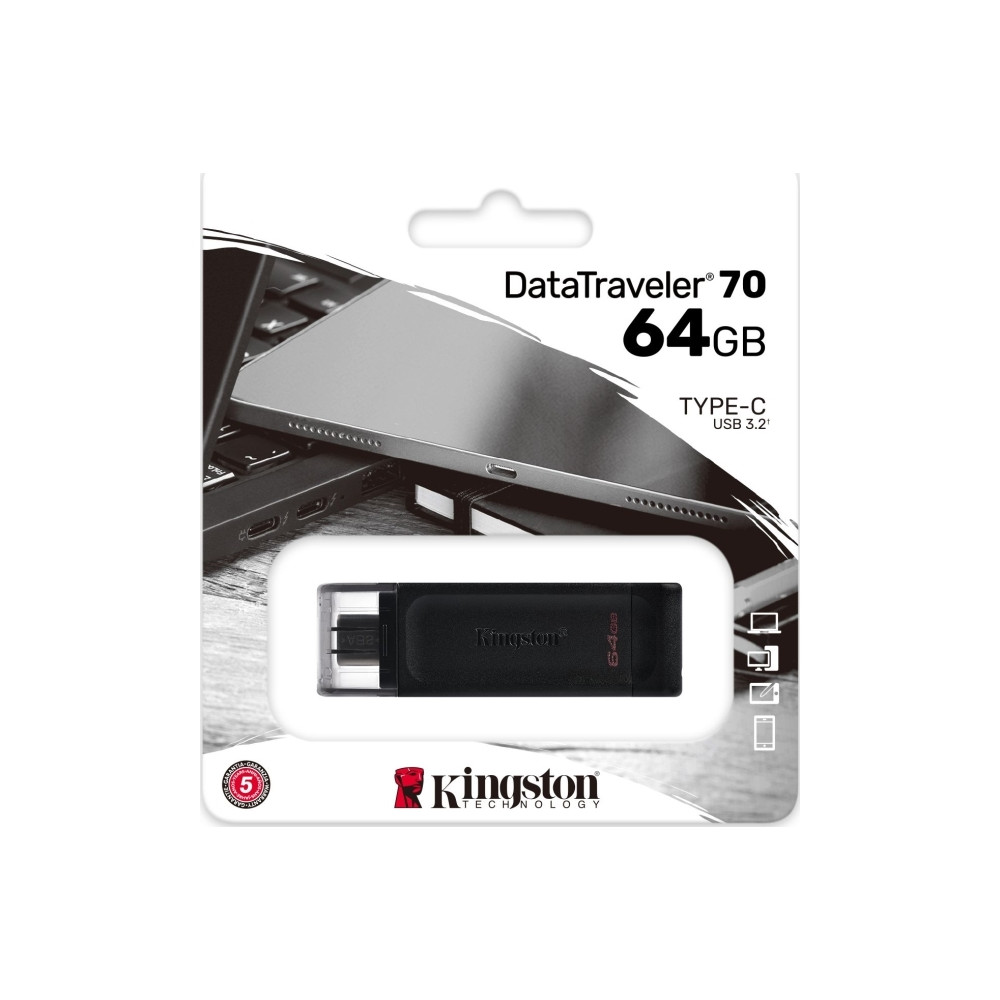 Produktbild för Kingston DataTraveler 70 - USB flash-enhet - 64 GB