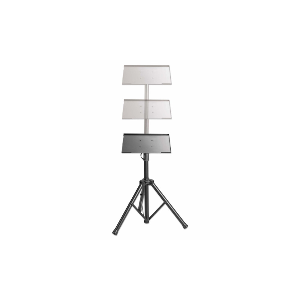 Produktbild för Manhattan TV/Monitor/Projector/Laptop Mount, Tripod Floor Stand, 1 screen/device, Screen Sizes: 13-32", VESA 75x75 to 100x100mm, Max 15kg, Height Adjustable, Black, Lifetime Warranty ställ - stativ - för bärbar dator / surfplatta / projektor - portabel - 