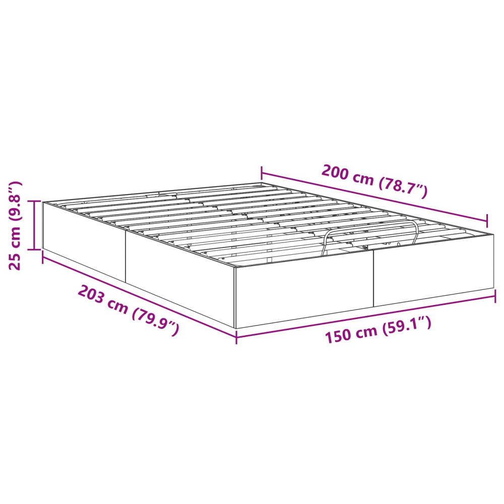Produktbild för Ottoman Sängram Grå Sonoma 203 x 150 x 25 cm Konstruerat trä