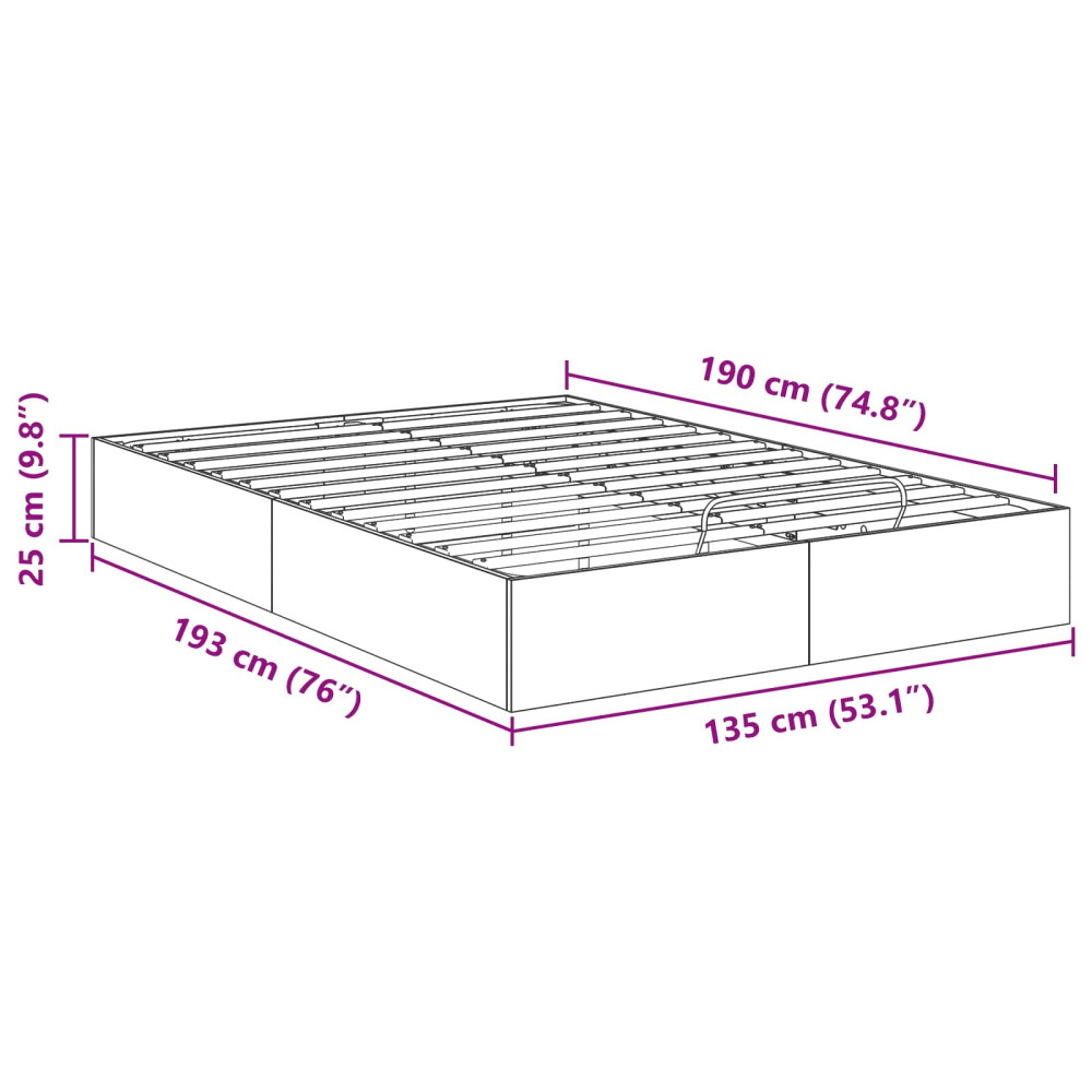 Produktbild för Ottoman Sängram Grå Sonoma 193 x 135 x 25 cm Konstruerat trä