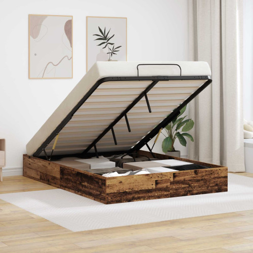 vidaXL Ottoman Sängram Gammalt trä 193 x 135 x 25 cm Konstruerat trä