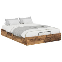 Produktbild för Ottoman Sängram Gammalt trä 193 x 135 x 25 cm Konstruerat trä